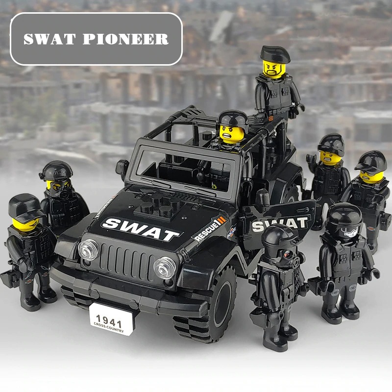 SWAT Military Lego Black Jeep Teams 