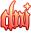 "dni" is in the gothic war font. it has a yellow to red gradient and a dark gradiented red border.