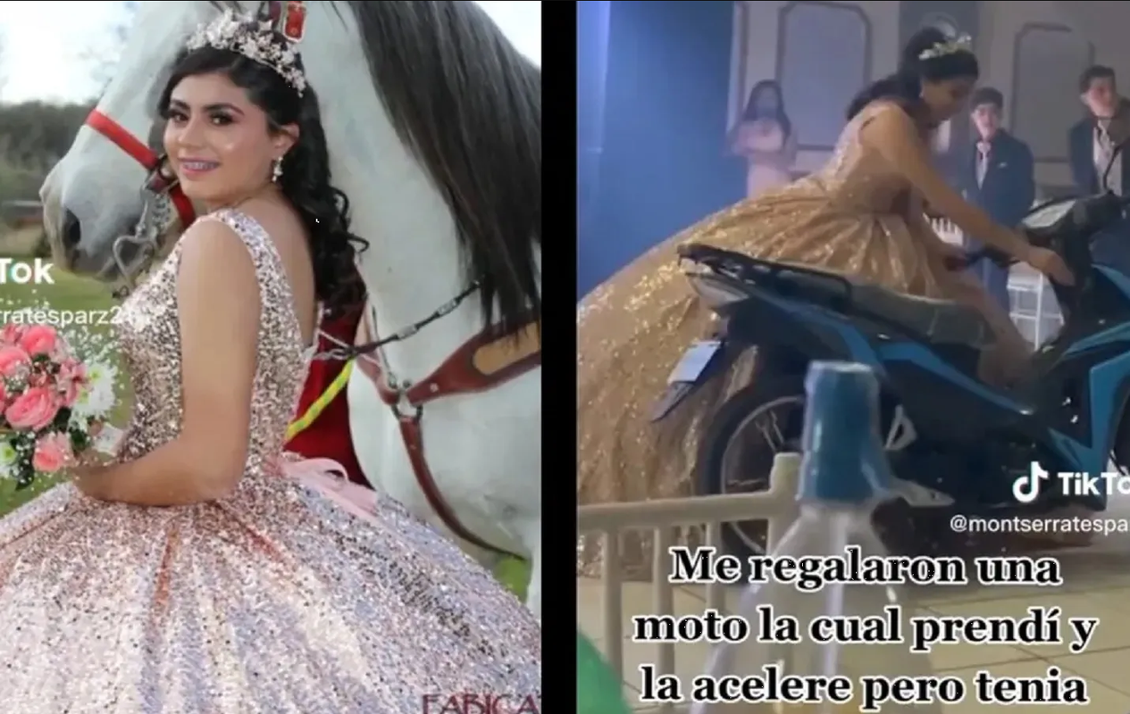 Quinceañera tiene legendaria fiesta, se incendia en el vals y choca su moto