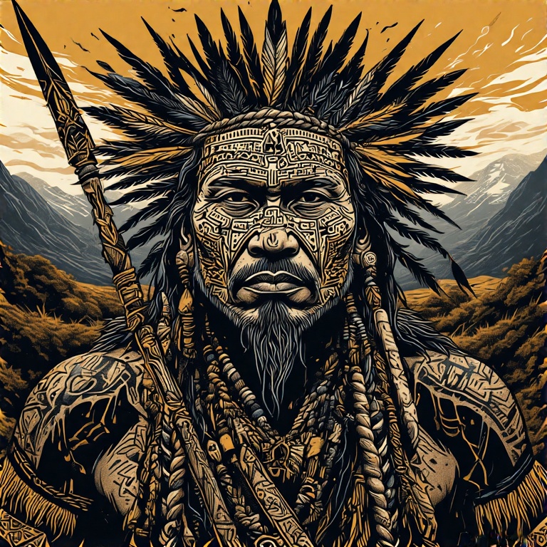 A-tribal-warrior-in-woodcut-st-3
