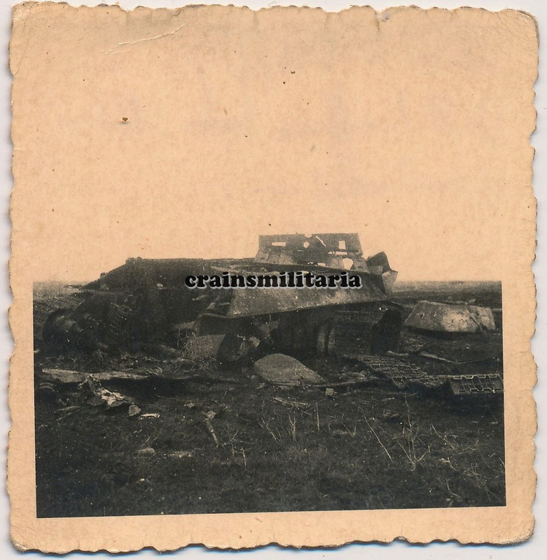 Orig. Foto zerstörte T-34 Panzer Tank b. Kampf 7.Pz.Div. in Russ