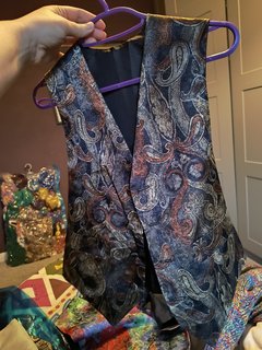 Black Patterned Waistcoat - Age 7-9