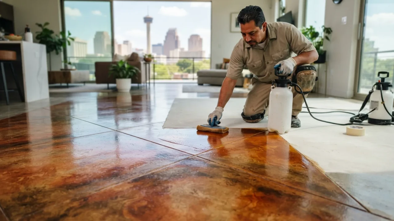 Concrete staining cost per square foot San Antonio 2026