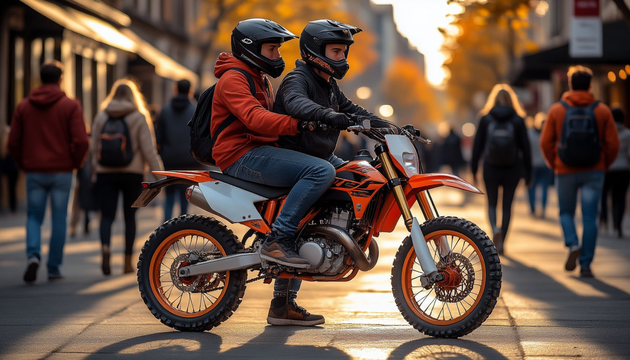 питбайк с пассажиром