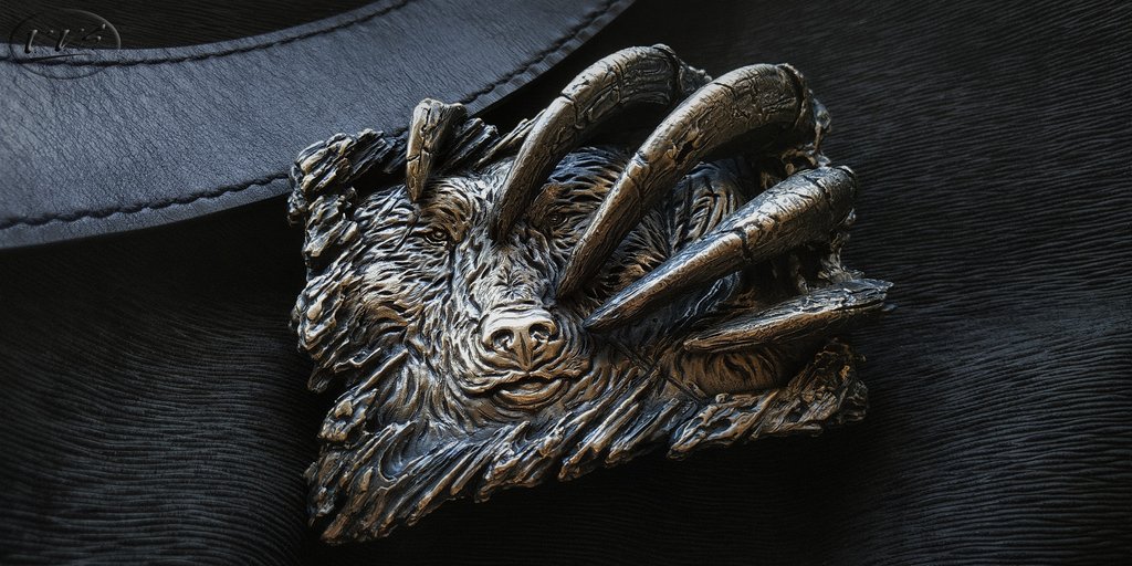 пряжка медведь литая большая нейзильбер11