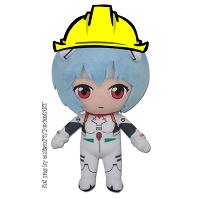 Rei Ayanami plush with a hard hat