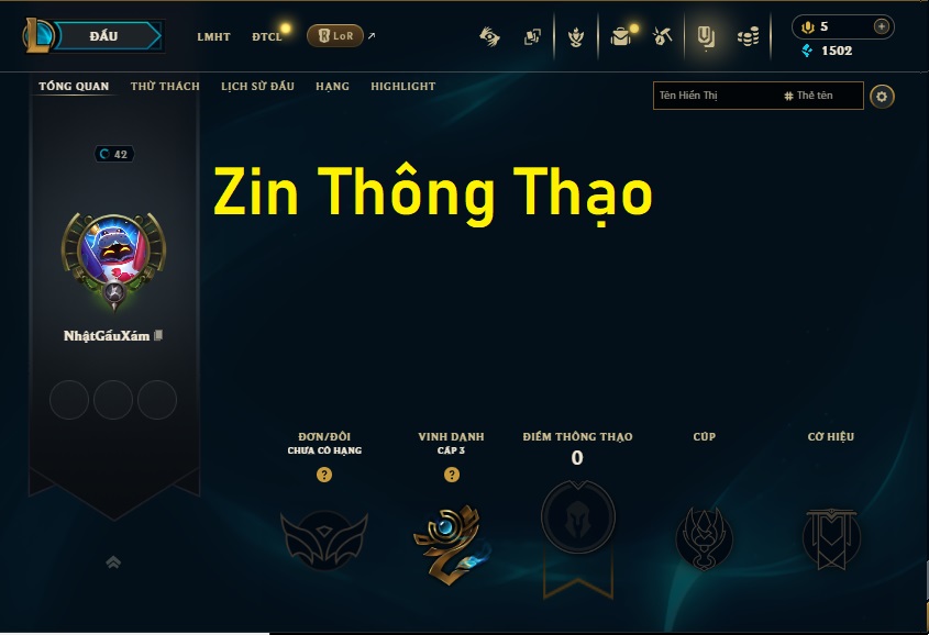 Acc LMHT # - Không Khung