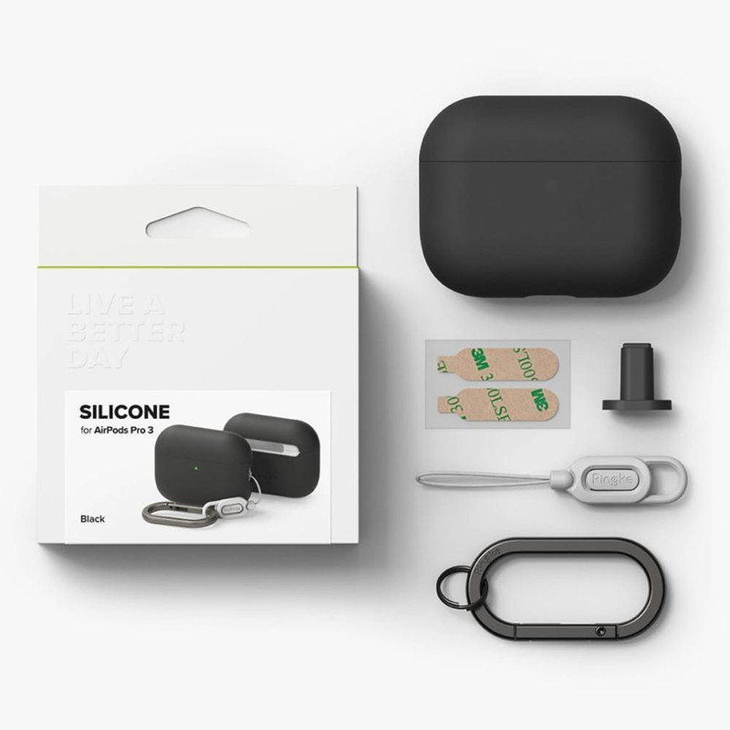 Husa pentru Apple AirPods Pro 3 Ringke, Silicon premium, Breloc Carabina, Snur detasabil, Incarcare Wireless, Roz imgi 384 2686849
