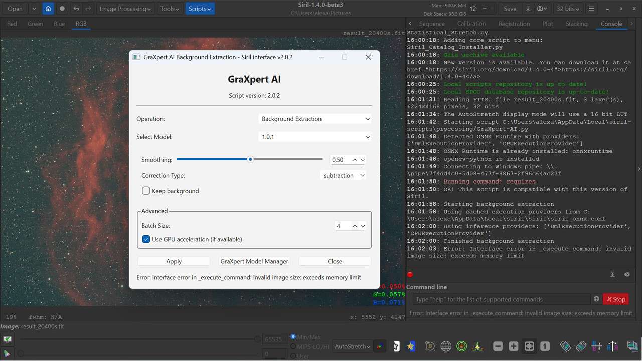 GraXpert memory limit