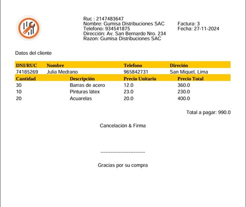 Boleta Emitida