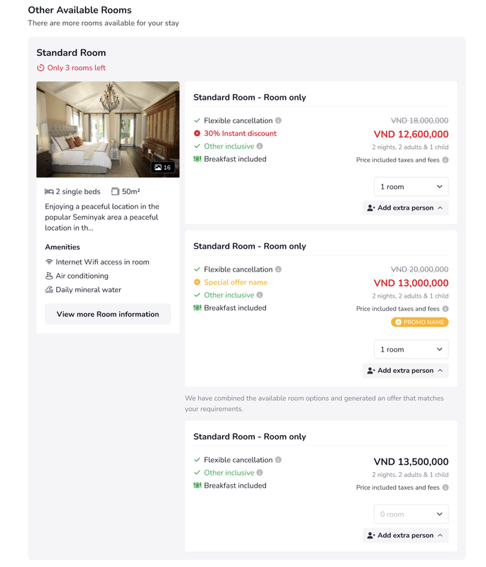 Other Available Rooms section