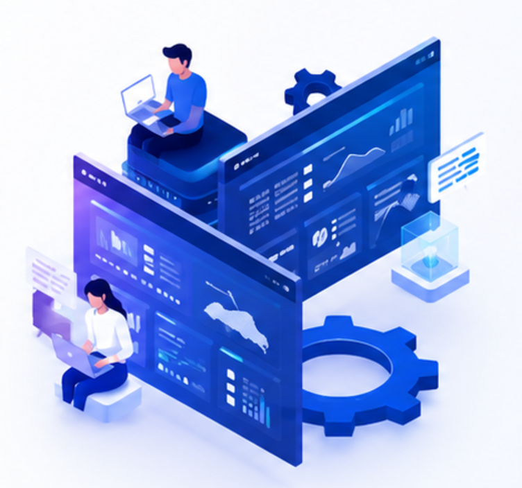 Equipos trabajando sobre tableros y modelos de datos geoespaciales