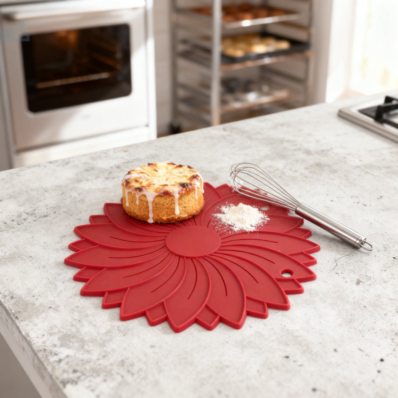 5-Piece Round Flower Silicone Trivet Set – Heat-Resistant, Non-Slip, Dishwasher-Safe Pot Holder for Kitchen Protection and Table Decoration