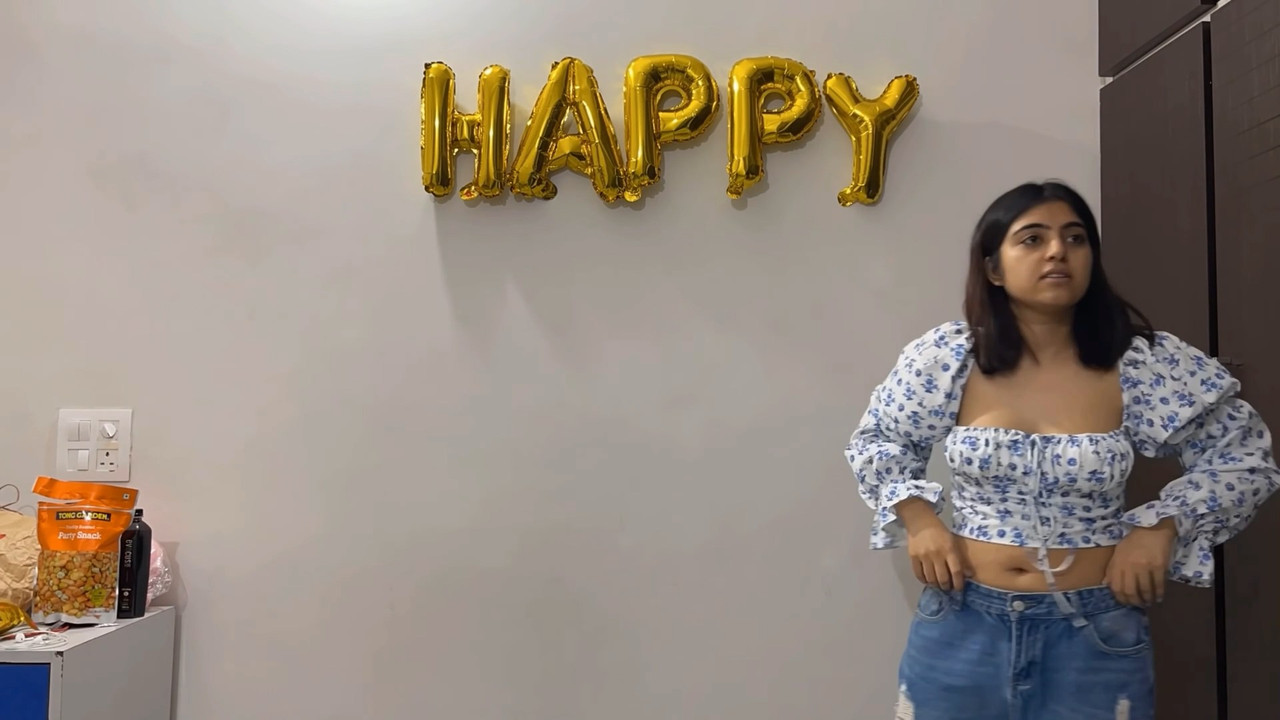 Cute Sexy Girl hot Navel and boobs in blue crop top and jeans mp4 snapshot 00 06 647