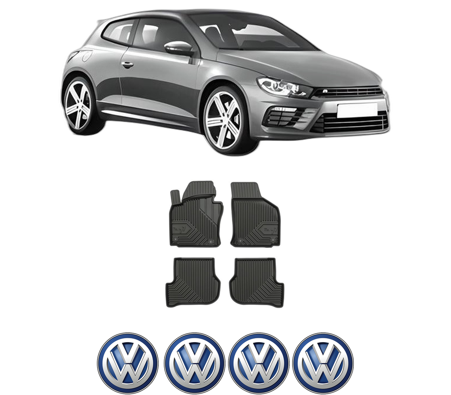 Set covorase presuri Volkswagen SCIROCCO III (137, 138) din 2008-2017, auto, din cauciuc thermoplastic, 4 Stickere auto cu Volkswagen