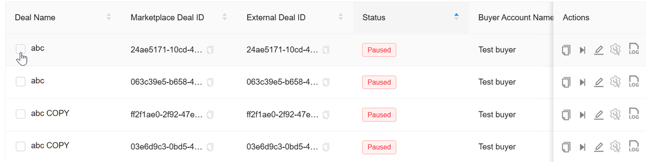 All selected deals status change to Paused*