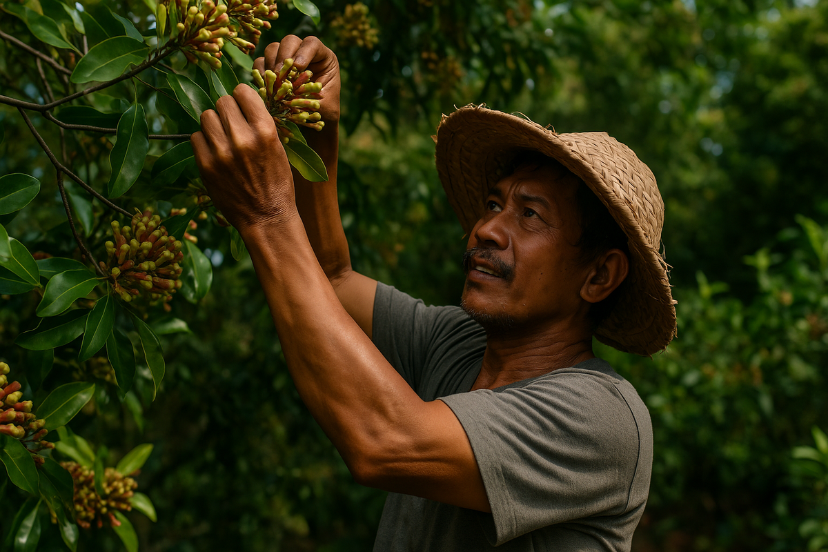 Petani memanen cengkeh di Sulawesi Tengah