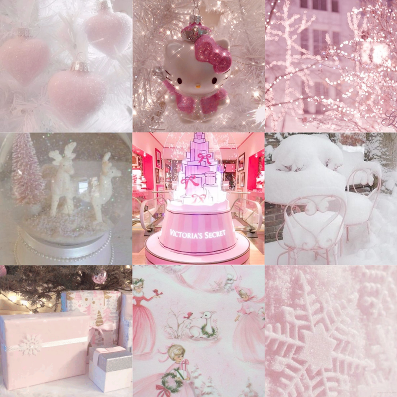 pink winter collage