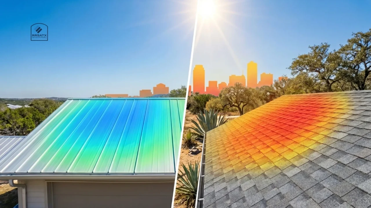 Metal roof solar reflectance vs asphalt shingles San Antonio