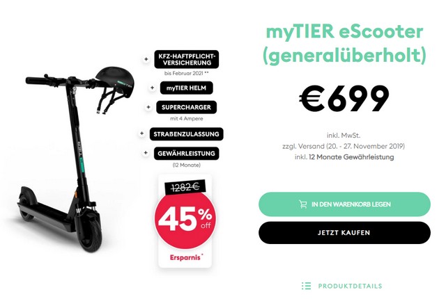 Tier Gebraucht-eScooter-Angebot 