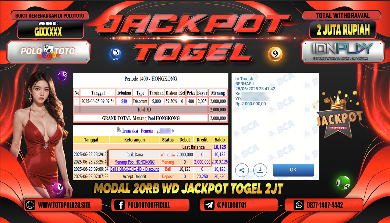 POLOTOTO JACKPOT TOGEL HONGKONG LOTTO Rp.2.000.000,-