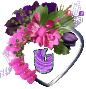 Corazón con Flores Violeta-Lila  U
