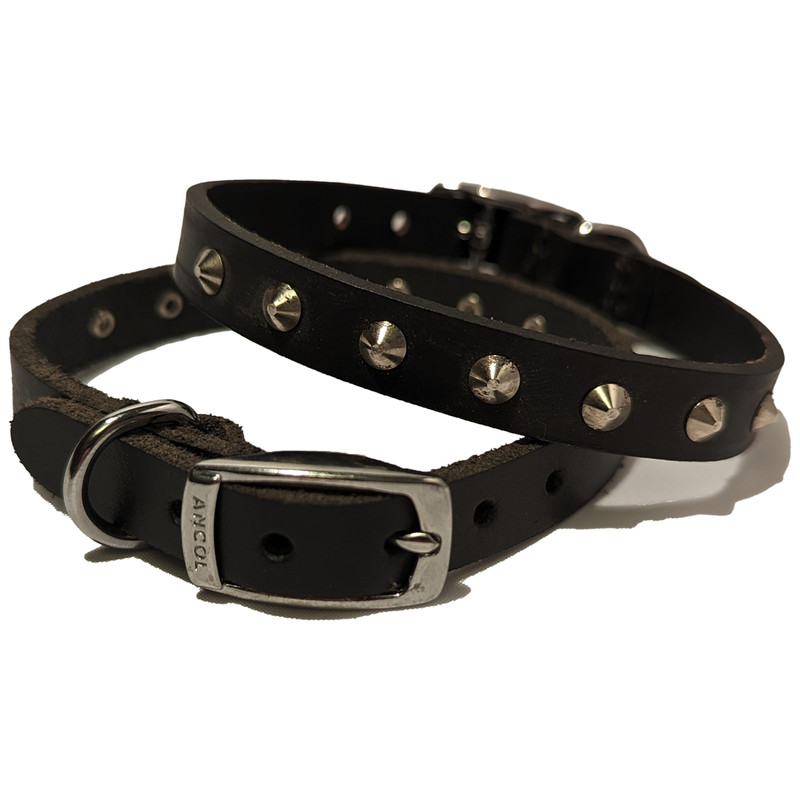 Ancol Heritage Studded Leather Dog Collar - Black