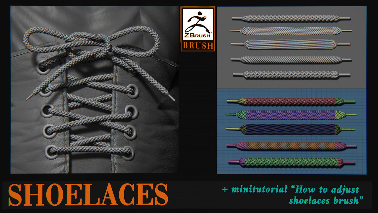 Shoelaces Brush For ZBrush (REPOST)