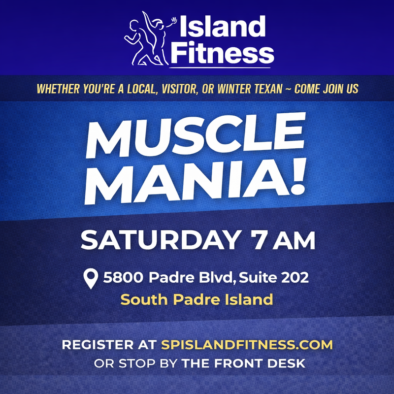 Muscle Mania group workout at Island Fitness on South Padre Island