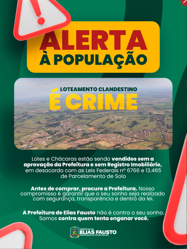 Alerta sobre loteamento clandestino