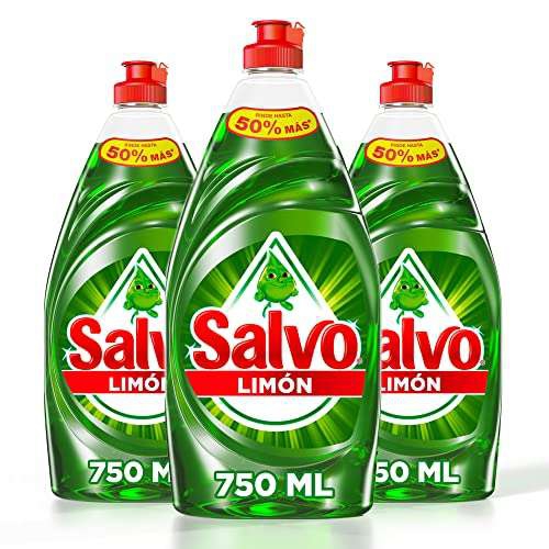 Amazon: SALVO Lavatrastes Líquido Limón, jabón líquido que remueve grasa difícil, 3 unidades de 750ml (Total 2.25L) | Planea y Ahorra 
