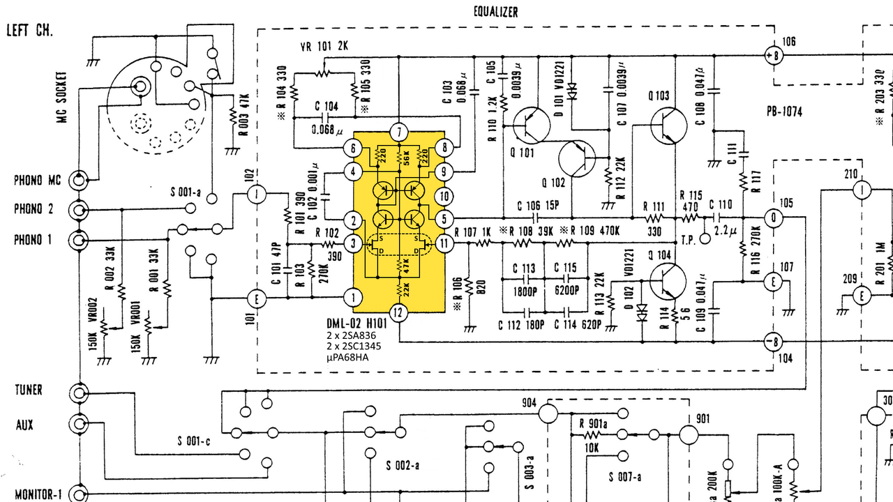 Luxman 5C50 schematic detail equalizer DML-02 module internals