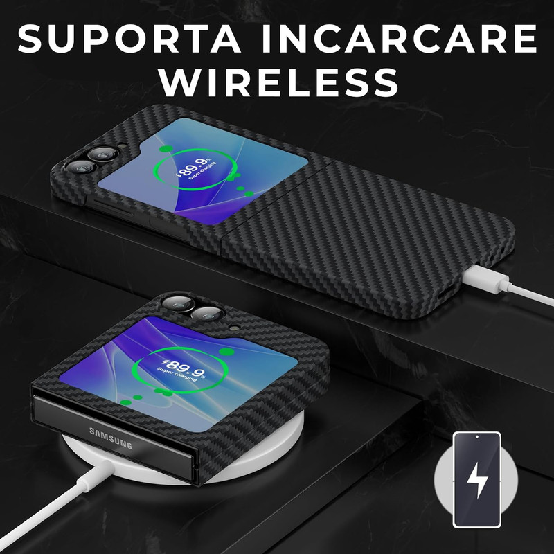 Husa pentru Samsung Z Flip 6 din fibra de aramida/kevlar Daden® , Protectie Importriva socurilor, Protectie Camera, Negru 71iiz77q p L AC SL1500