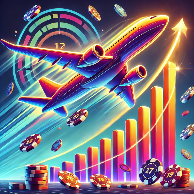 Stylized airplane with a multiplier curve