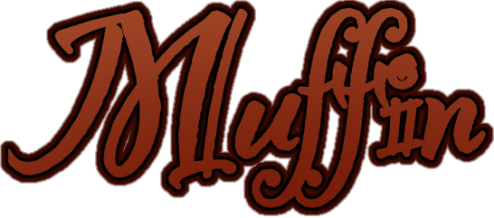 muffin in red text
