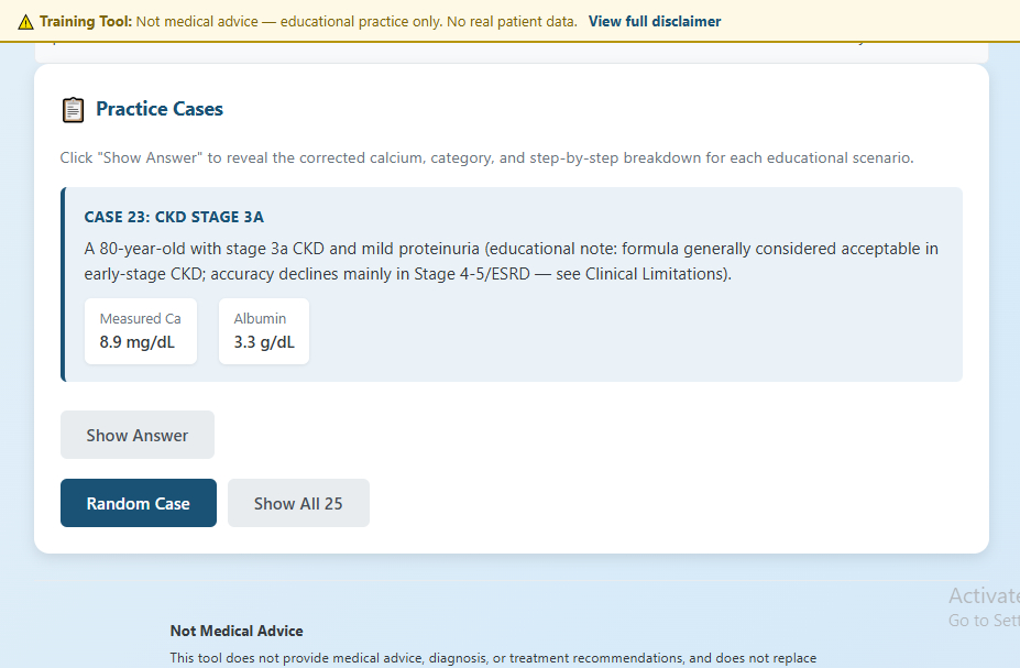 CaCorrect Interface Screenshot