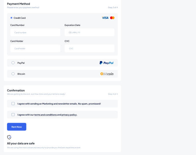 Payment page footer