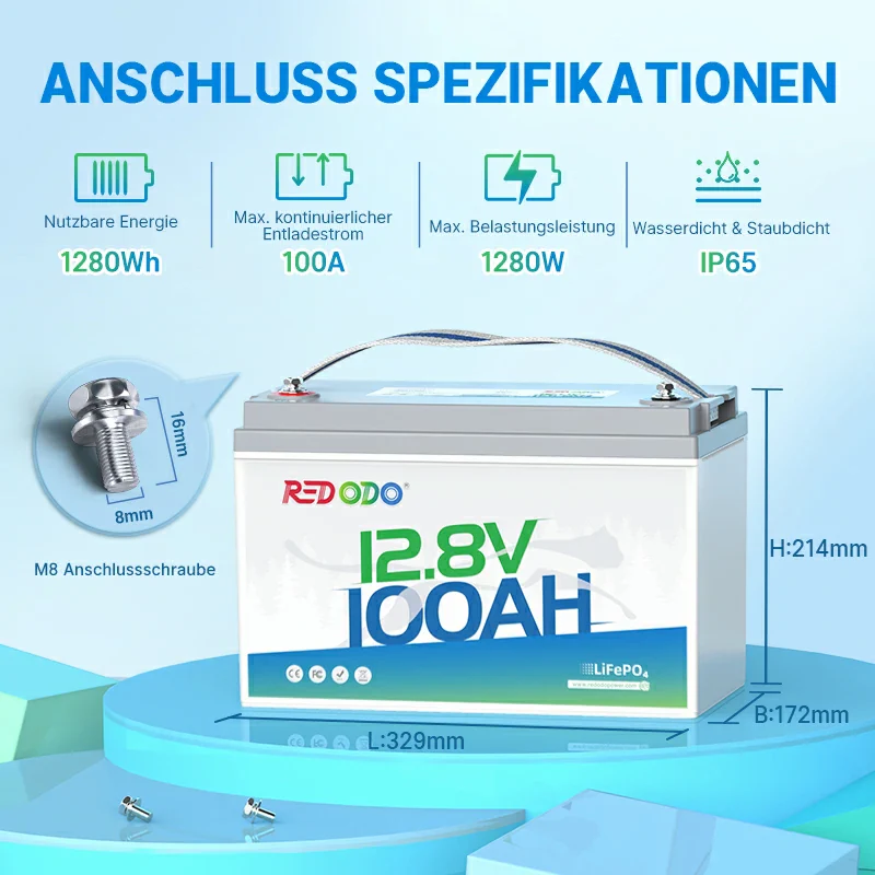 Redodo-12V-100Ah-LiFePO4-Lithium-Batterie-Specifikationen