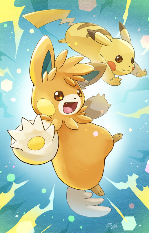 pikachu-and-pawmot-pokemon-drawn-by-hakk