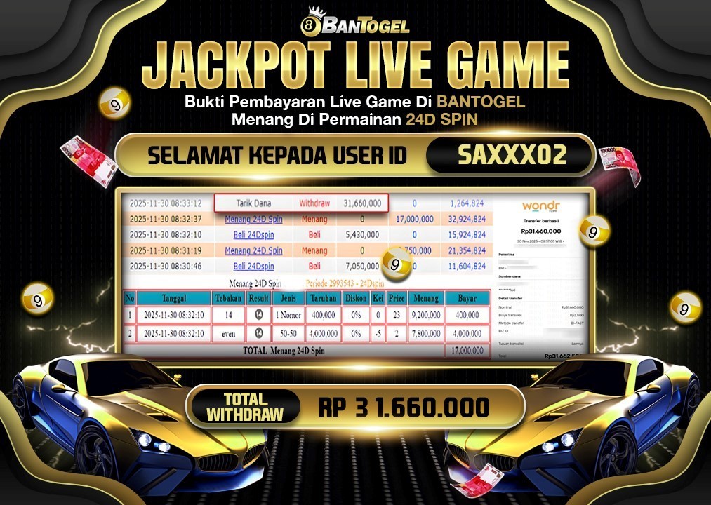 BUKTI JACKPOT LUNAS BANTOGEL