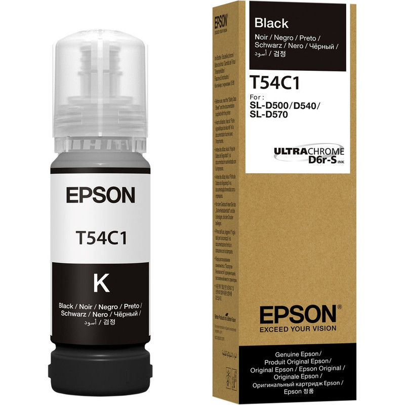 Botella de tinta original Epson UltraChrome D6R-S de color negro.