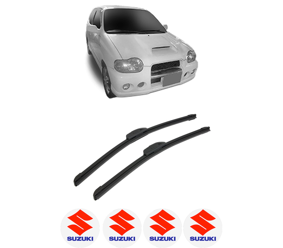 Set stergatoare auto SUZUKI ALTO V (HA12_, HA23_, HA22_) din 2000-2002, pentru parbriz auto, 2 bucati, Bosch Aerotwin Retrofit, din cauciuc siliconat rezistent, 4 Stickere Auto SUZUKI