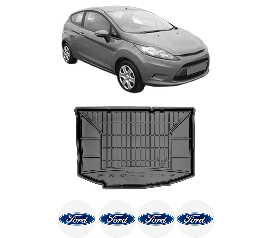 Tavita Portbagaj FORD FIESTA VI (CB1, CCN) din 2008-2018, Protectie Portbagaj Auto, 4x Stickere auto cu FORD