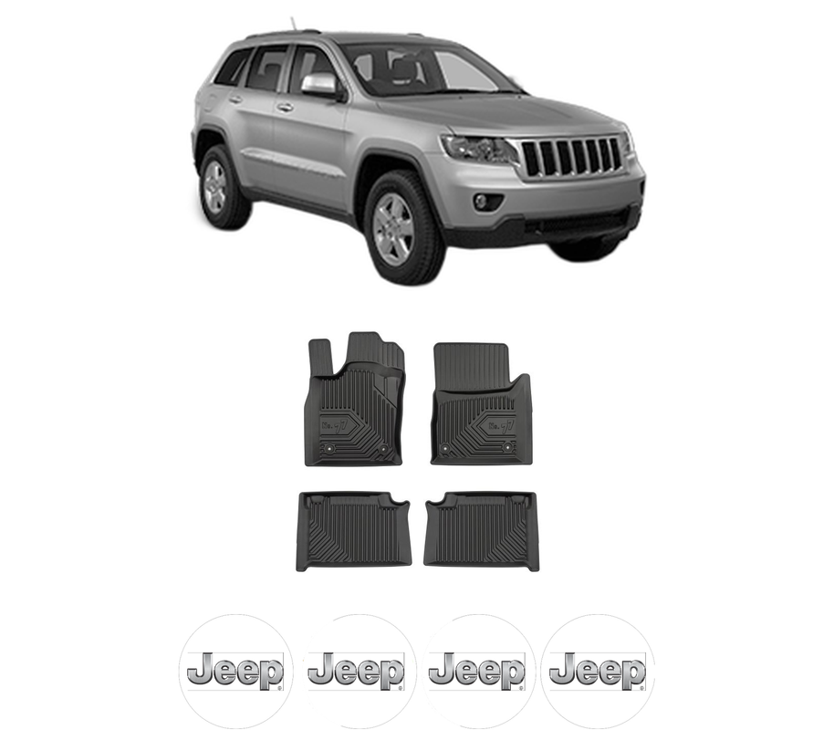 Set covorase presuri JEEP GRAND CHEROKEE IV | WK2 din 2007-2014, auto, din cauciuc thermoplastic, 4 Stickere auto cu JEEP