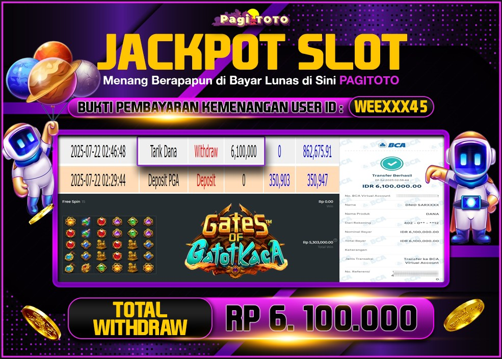 HAPPY JACKPOT MEMBER PAGITOTO SLOT GATES OF GATOT KACA Rp 6.100.000-, - LUNAS