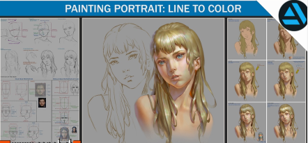 Artstation   Painting portrait   Line to Color