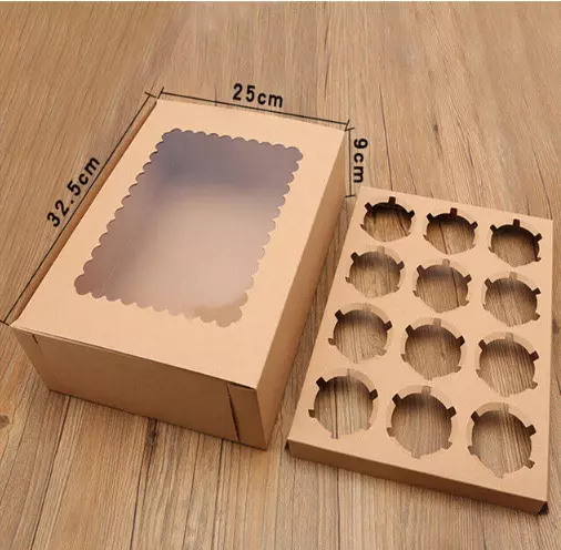 Image 12 Cups Cupcake Boxes Windowed Cake Boxes With Removable Inner Trays
