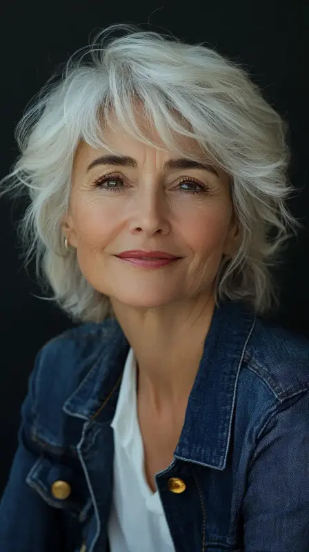 Ageless Allure: The Silver Wave Symphony - Hairstyles for Women Over 60 with Thin Hair