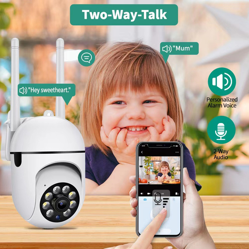 Camara Vigilancia WiFi Interior, 1080P Camara Vigilancia Domicilio WiFi con Visión Nocturna en Color, Detección de Movimiento, Sirena,IP54，Audio Bidireccional - details 3