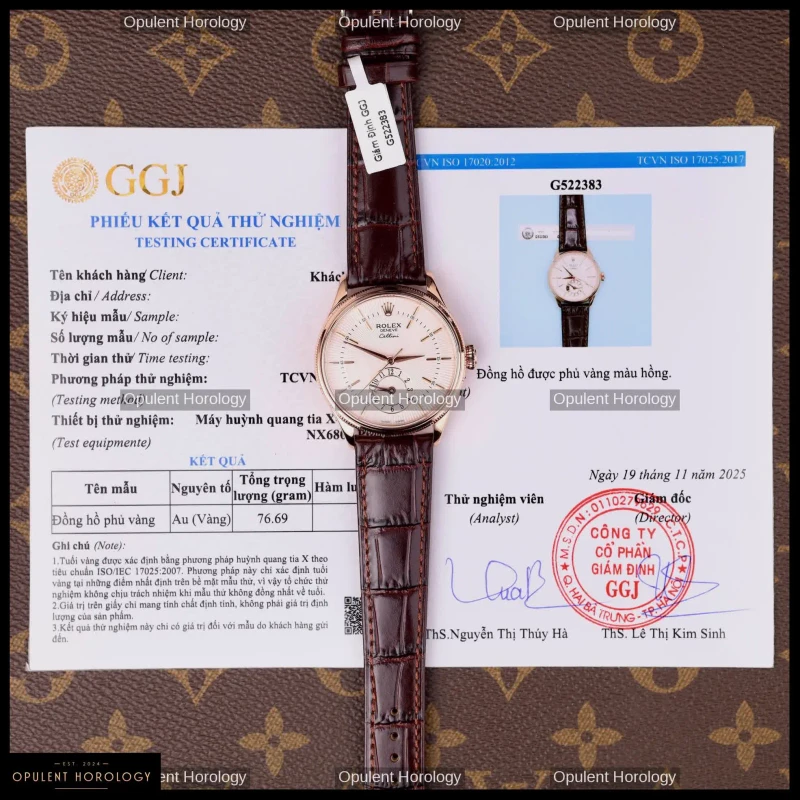 Rolex Cellini Dual Time 50525 White Dial 18K Gold Plated 39mm